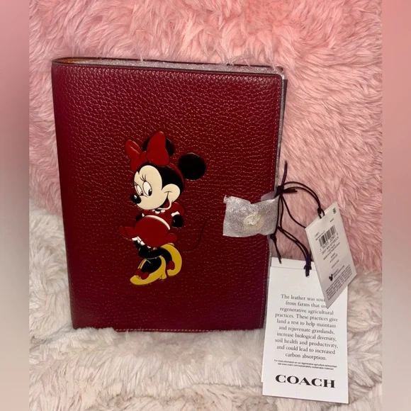 NEW Coach x Disney Minnie Mouse Wine Multi Regenerative Leather Notebook Journal